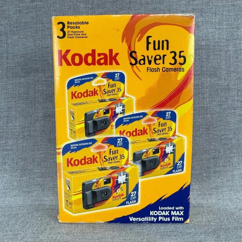 Kodak Fun Saver 35 Disposable Camera 3 Pack 27 Exposure Flash Exp 2004 Sealed